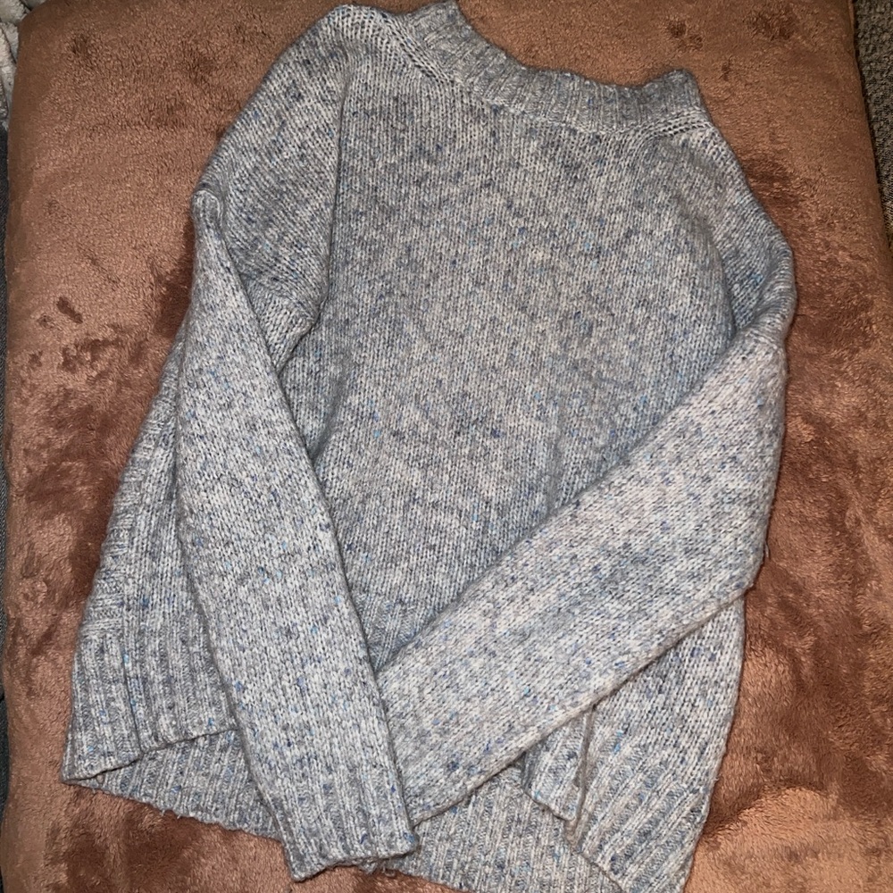 White Label // The White Company Gray Speckled Mock Neck Wool Sweater US S